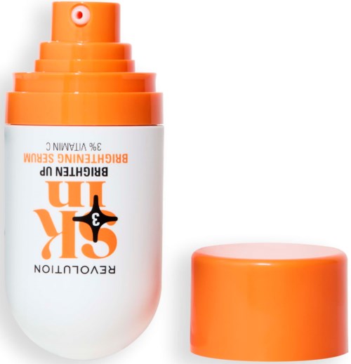 En hvit og oransje flaske med sprayhode og hette, merket som Relief Acton for huden.