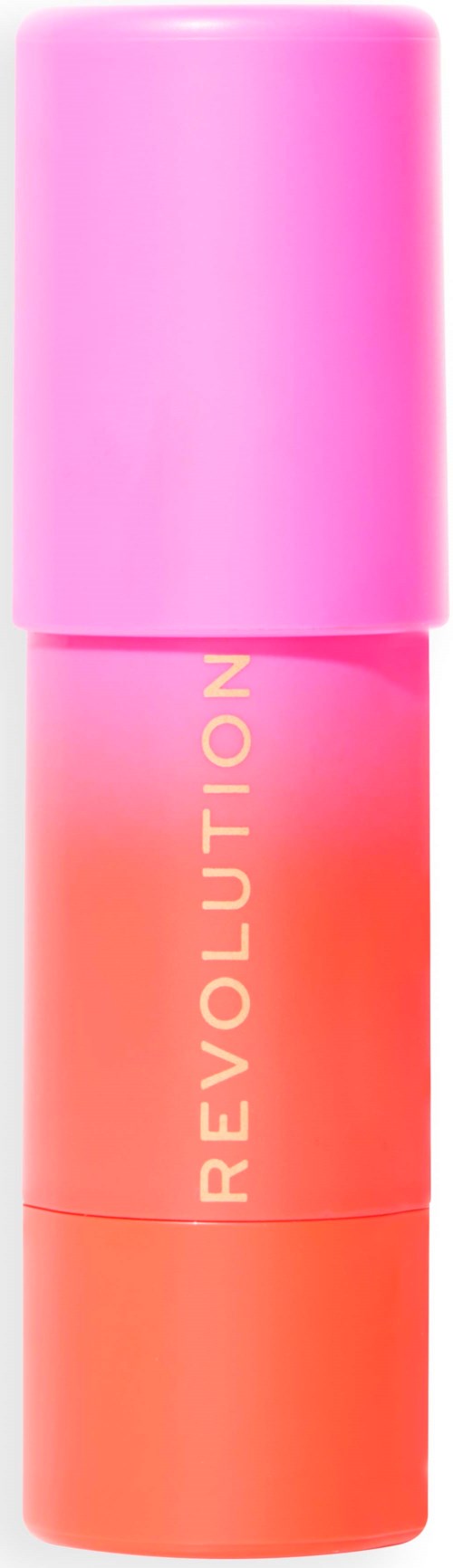 Roze en oranje lippenstift met de tekst "REVOLUTION".