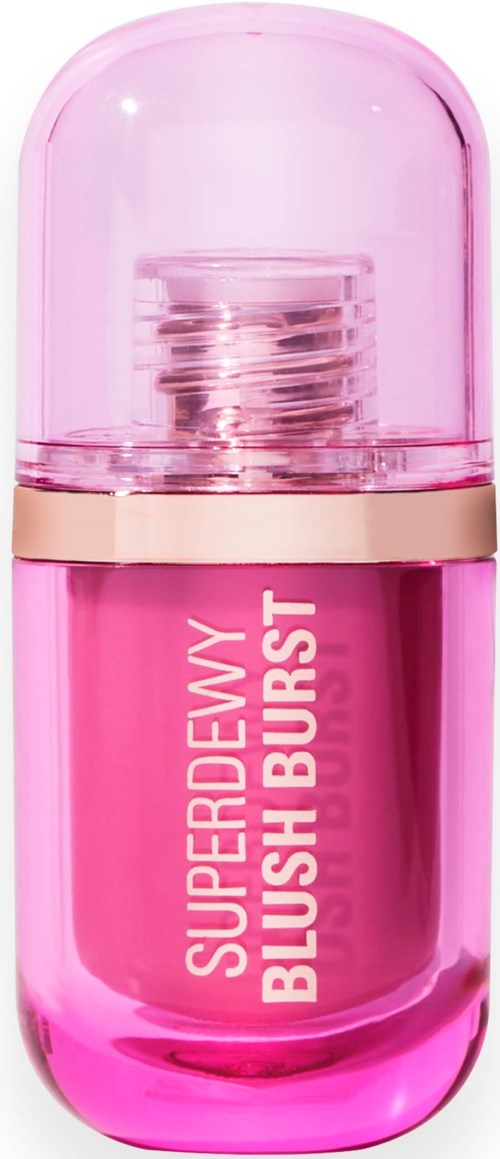 Pink container with a transparent cap. Text says 'Superdewy Blush Burst'.