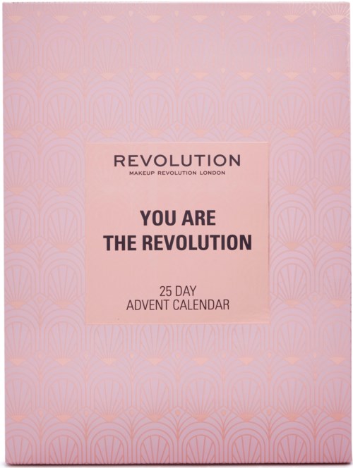 Pink adventskalender med meldingen 'You Are The Revolution' fra Makeup Revolution London.
