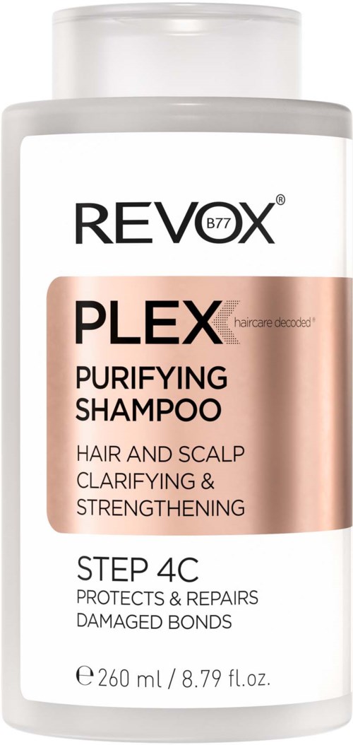 Revox Plex Reinigende Shampoo voor haar en hoofdhuid, versterkt en repareert beschadigde bindingen, 260 ml fles.