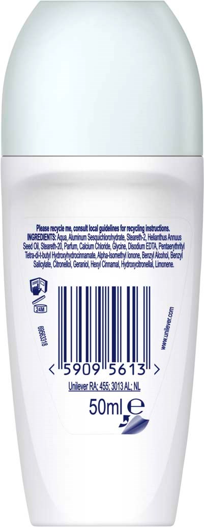 Een witte fles met barcode, 50 ml, en tekst met ingrediënten en instructies.