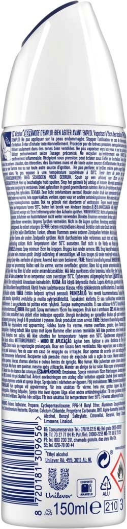 En høy, buet beholder med hvit lokk, dekket av tett blå tekst som kan liste ingredienser eller instruksjoner.