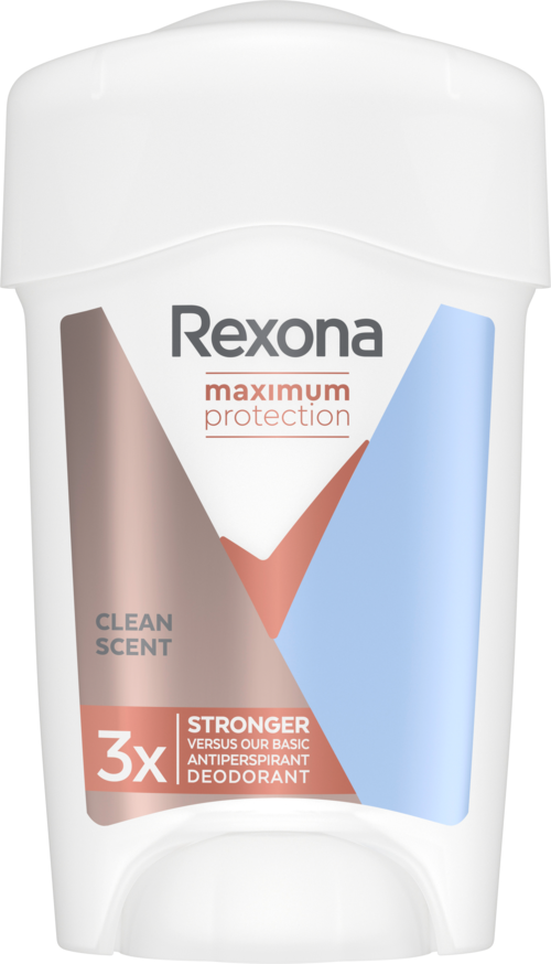 Een Rexona-deodorantrol met frisse geur, biedt maximale bescherming en sterkere antitranspirantie.
