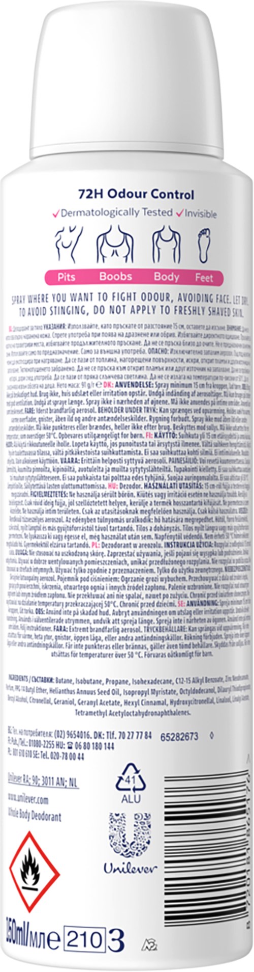 Rexona Whole Body Deo Wild Rose Spray 150 ml