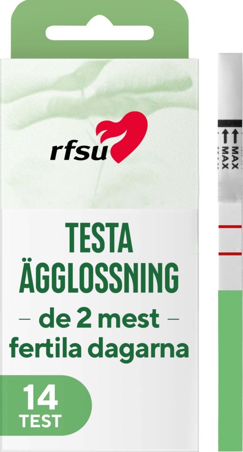 Paket mit einem Ovulationstest, zeigt einen Teststreifen und Text auf Deutsch über Fruchtbarkeit.