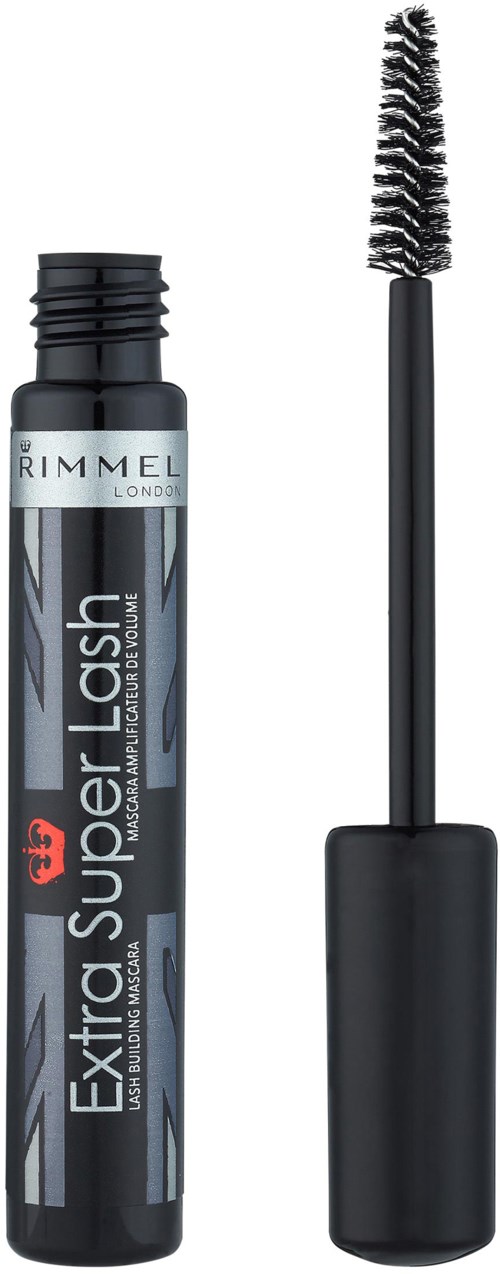 Black mascara tube with a curved brush and the text 'Extra Lash Supa' on the label.