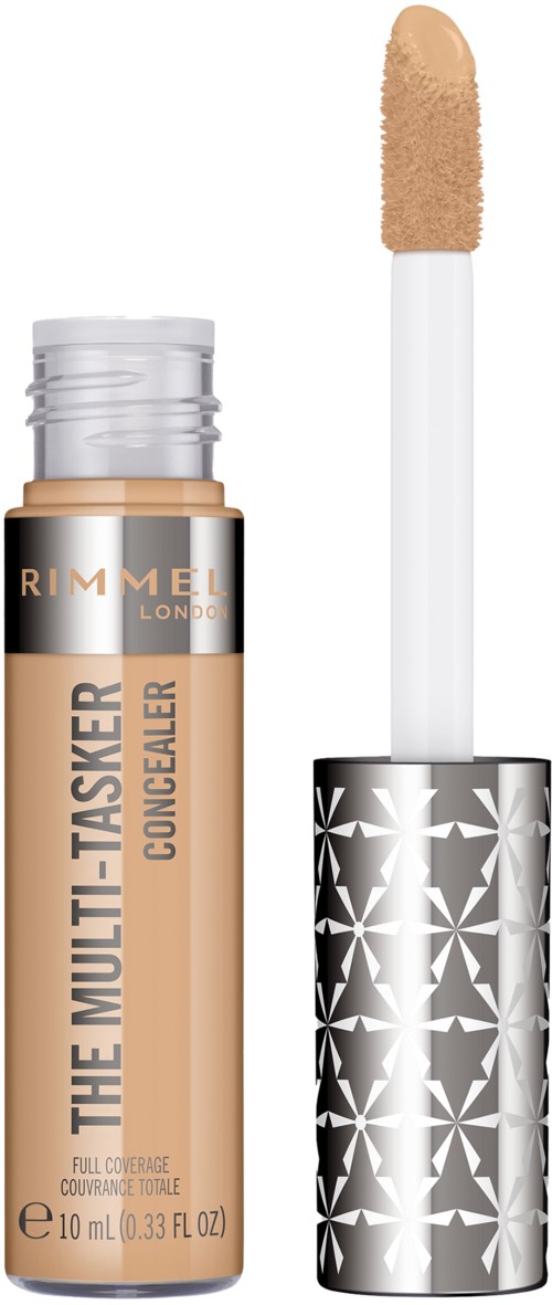 Concealer in a beige tube with a silver and black patterned cap, with the applicator wand removed.