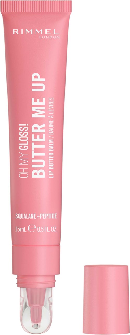 Pink primerrör från Rimmel med vitt text och tydlig applikatorspets.