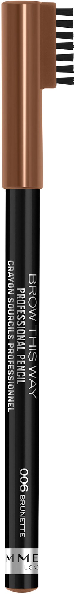 A black eyebrow pen with a brown cap and a small brush tip for eyebrows.