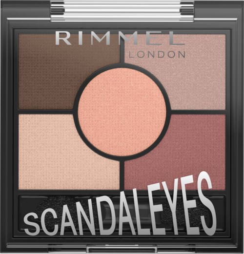 A Rimmel London eyeshadow palette with four shades called 'ScandalEyes.'