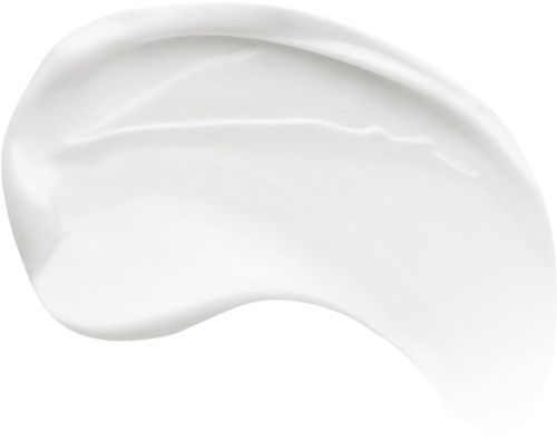 A dollop of white cream or lotion with smooth, thick texture on a white background.