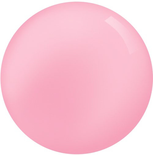 A shiny, pink, round object, like a ball or bubble, with light reflections on its surface.