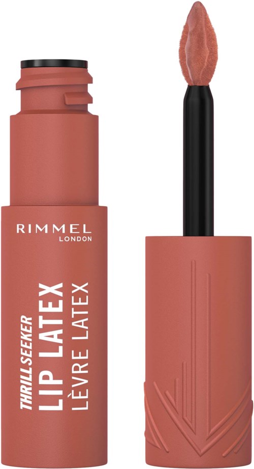 A lipstick tube with a soft pink color and the lipstick wand showing a creamy pink lipstick.