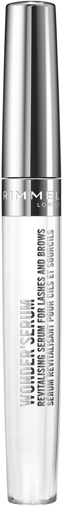 A clear liquid in a slim white tube with a silver cap, labeled Rimmel Waterproof and smudge-proof.