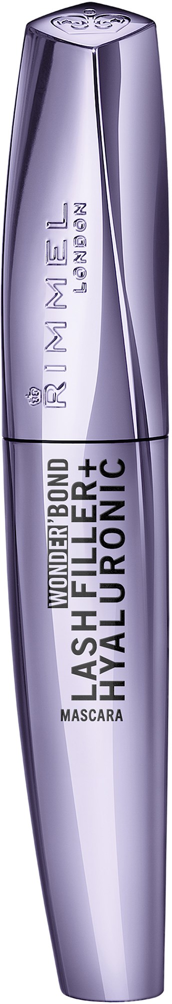 A purple tube of mascara with label showing brand and product details.