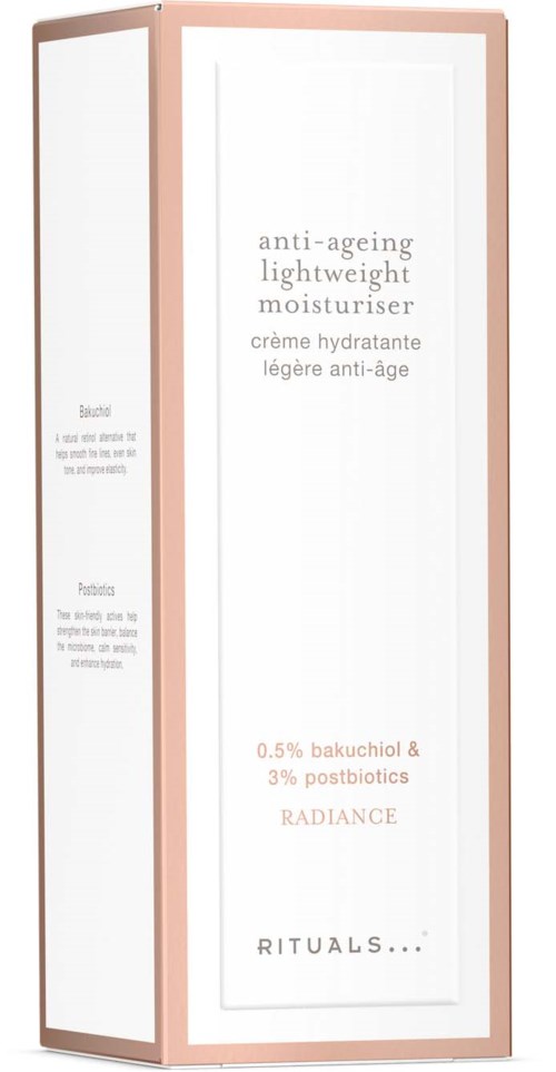 En høy, rektangulær, frittstående speil med lyserosa eller roségull ram og hvit bakgrunn, som viser produktinformasjon.
