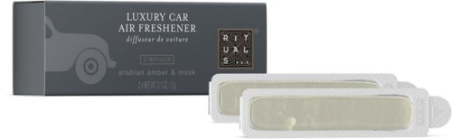 Luxus Auto-Duftspray mit arabischem Amber und Moschusdüft in eleganter Verpackung und Nachfüllpackungen.
