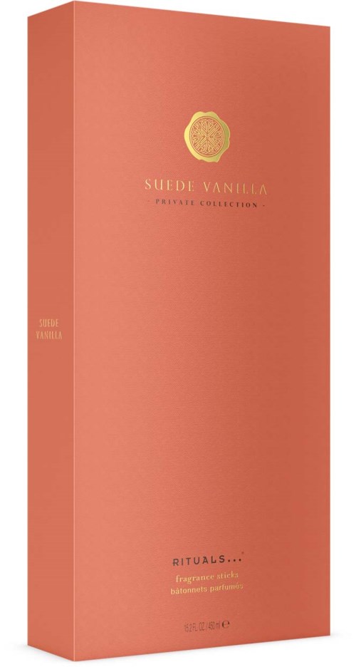 Eine rosa Packung mit Vanillegeschmack, Goldlogo und Text zu Sudef Vanilla und Rituals.