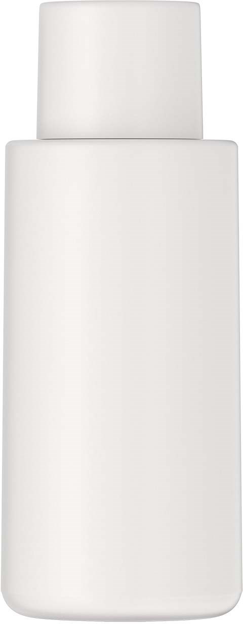 A plain white bottle with a cap, simple and clean design, no labels or decorations visible.