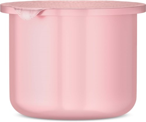 Ein rosa Behälter mit Deckel, sieht aus wie eine Aufbewahrungsbox oder Eimer.