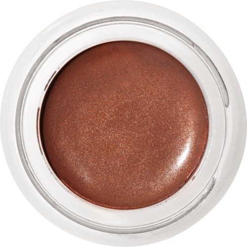 Ein kleiner, runder Make-up-Topf mit schimmerndem Bronze-Augen makeup.