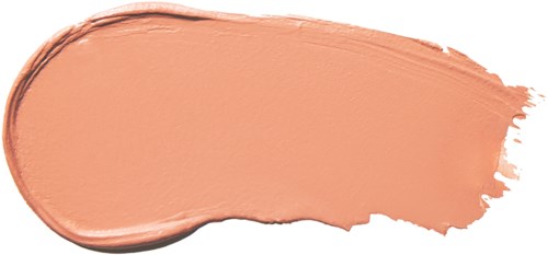 Ein beiger flüssiger Fleck, vermutlich Make-up oder Foundation, verteilt mit einer runden Kante auf der linken Seite und einer rauen Kante auf der rechten Seite.