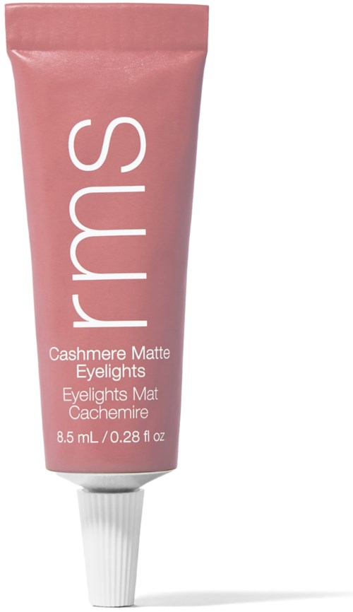 Rosa Tube von RMS Cashmere Matte Eyelights mit weißer Spitze, enthält 8,5 mL Produkt.