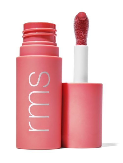 Ein rosa Lippenstift- oder Balmbehälter ohne Deckel, mit Applikatorschwamm.