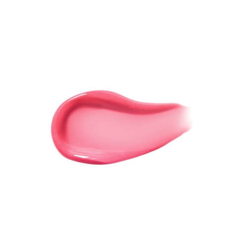 Ein rosa-roter Lipstick-Strich auf weißem Hintergrund.