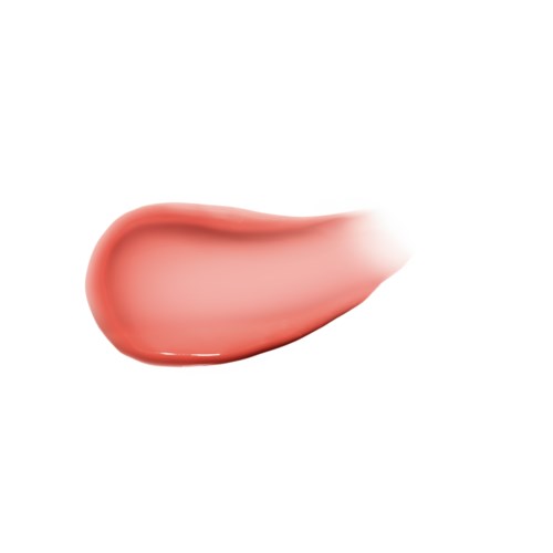 Ein verschwommener, pinklich-beige Gel oder Cremefleck auf weißem Hintergrund.