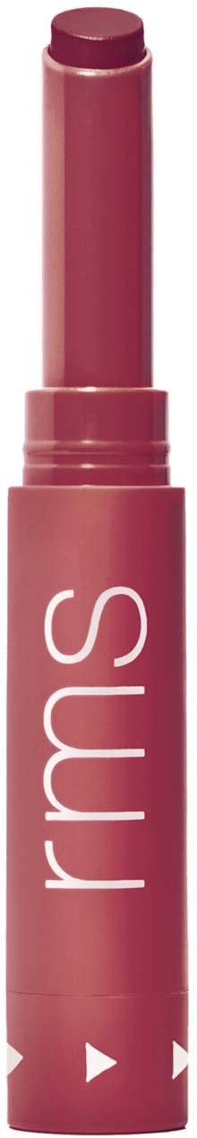 Ein rosa Lippenstift mit dem Wort 'rms' darauf, der Deckel ist abgenommen und zeigt den Lippenstift.