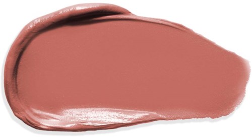 Ein Klecks rosa-braunen Lippenstift mit glänzender Kante und ungleichmäßiger Form.