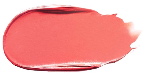 Ein Pinselstrich aus pink-rot Farbe auf weißem Hintergrund.