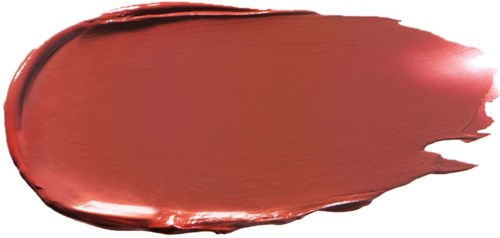 Eine Probe in rötlich-brauner Lippenstift- oder Farbform mit glänzender Oberfläche und ungleichmäßigen Rändern.