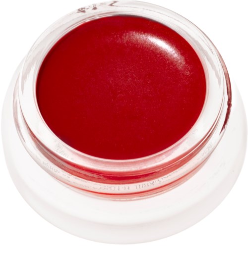 Eine runde, offene Schale mit rotem Gel oder Farbe, von oben betrachtet.