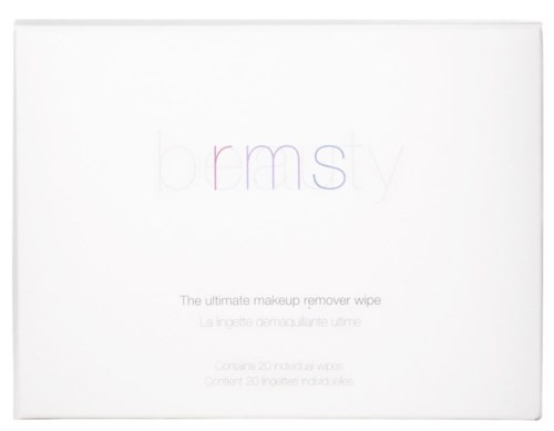 Eine weiße Box mit dem Markennamen 'brrmssy' und Beschreibung der Make-up-Entfernungstücher.