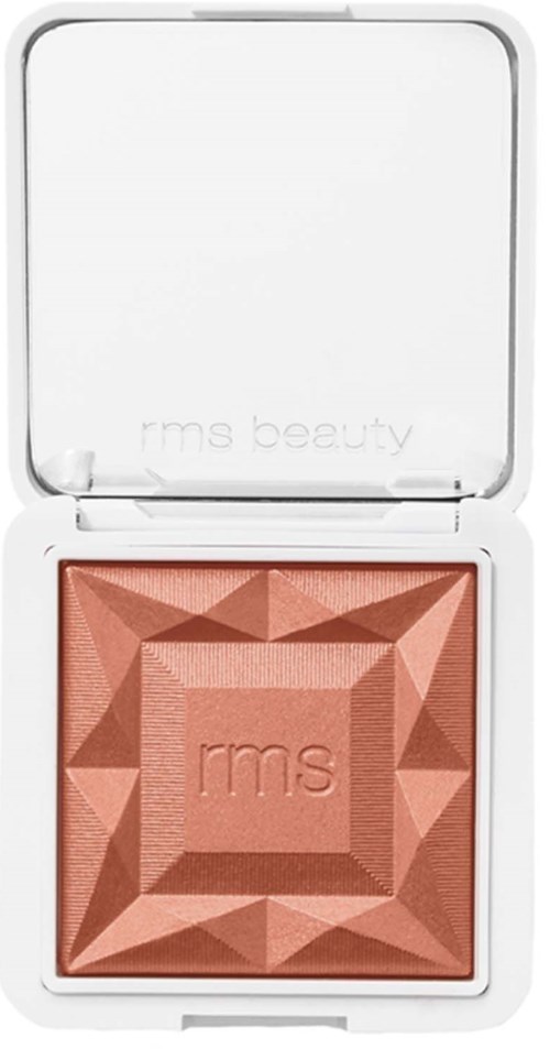 Ein kleines Kompakt mit geometrischem Muster Rouge, beschriftet 'rms'.
