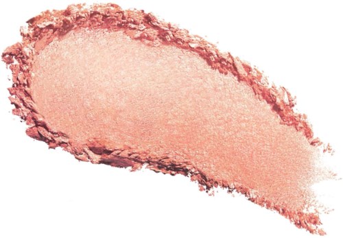 Weiches rosa Puder mit ungleichmäßigen Kanten, auf weißem Hintergrund verteilt. Sieht aus wie Rouge oder Lidschatten.
