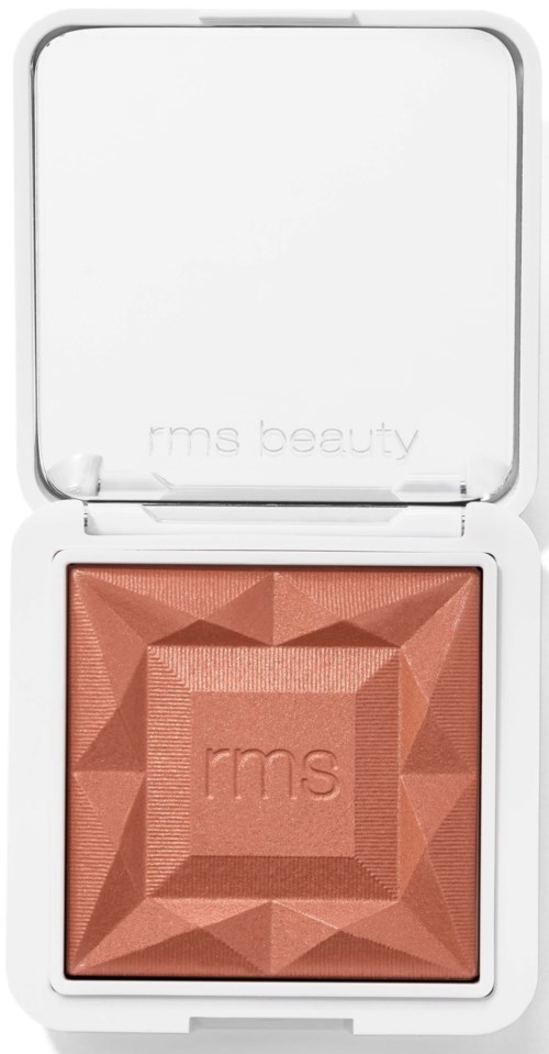 Ein quadratische Rouge-Compact mit geometrischem Muster und Spiegel im Deckel.