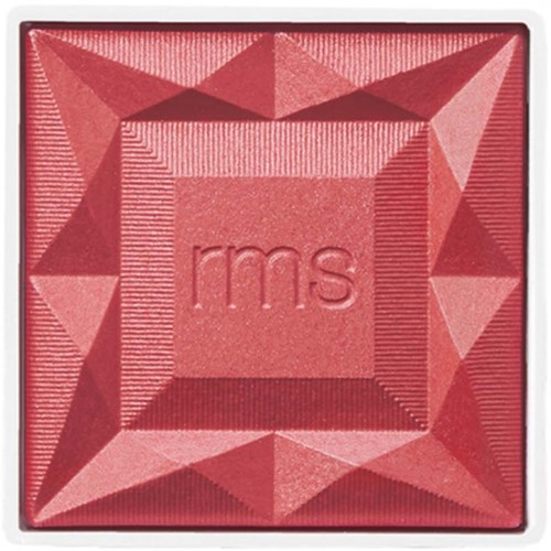 Roter_makeup-blush mit geometrischem Muster und den Buchstaben "rms" in der Mitte.