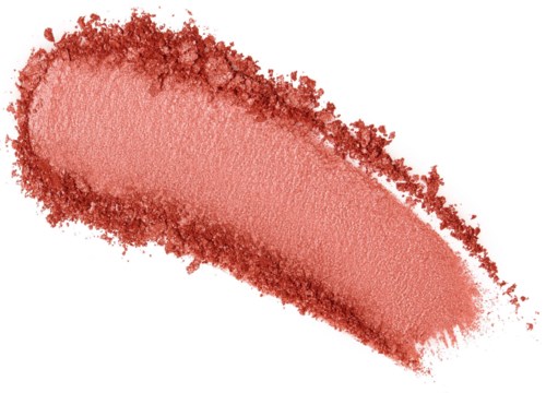 Ein rosa oder pfirsichfarbener Rouge in lockerer, strukturierter Form mit ungleichmäßigen Kanten vor einem einfachen Hintergrund.