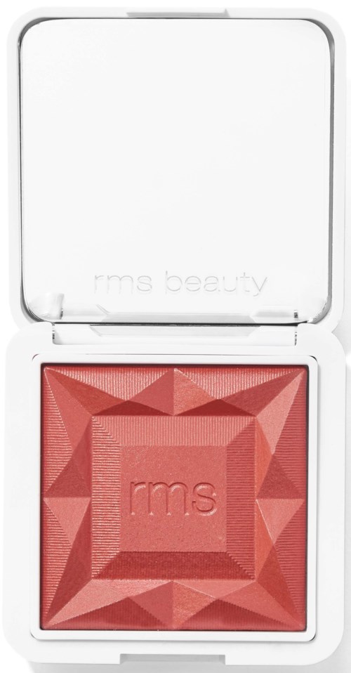 Kompakte Make-up-Box mit geometrischem Muster in Pink.
