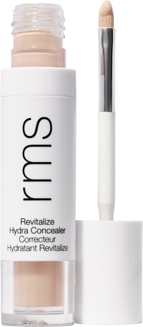 Eine weiße Concealer-Röhre mit Applikator, beschriftet als Hydra Concealer von RMS.