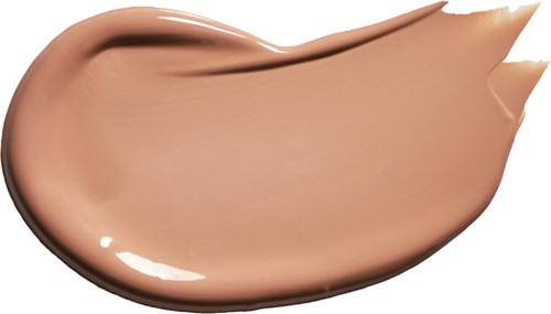 Ein Wirbel aus beiger Flüssigkeit, glatt und cremig, ähnelt Foundation oder Make-up.
