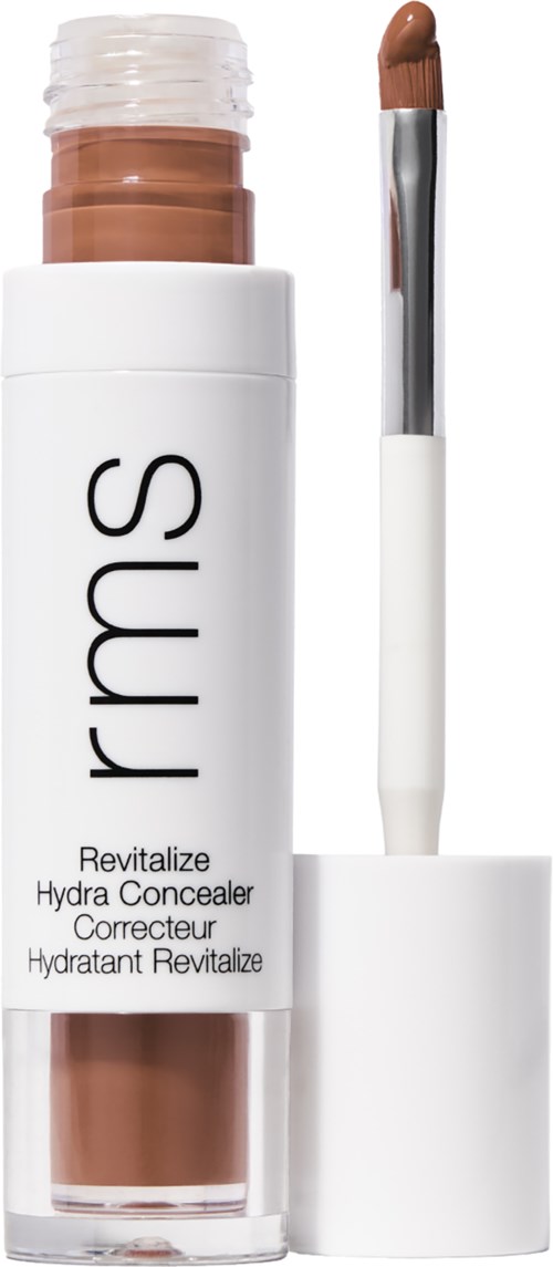 Eine weiße Flasche RMS Concealer mit Applikator, Aufschrift: "Revitalize Hydra Concealer".