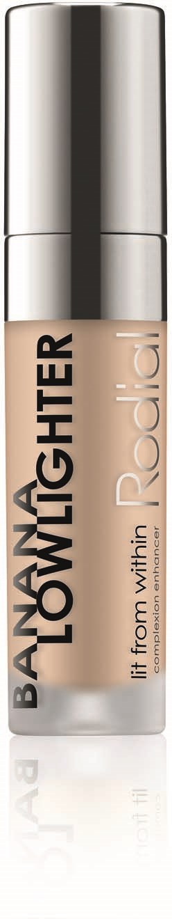 A beige concealer bottle with a silver cap, labeled "Banish & Lowlighter" and "it from within by Rimmel."