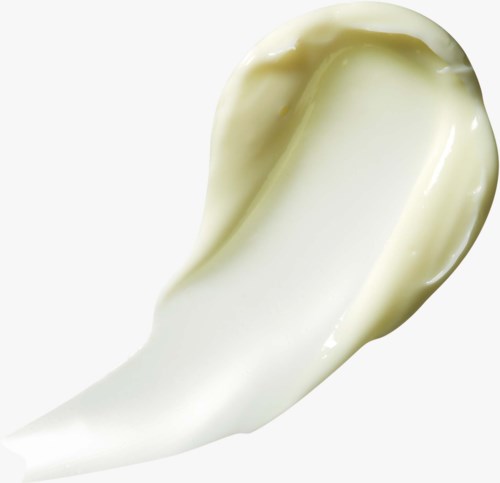 En skje med hvit, kremet substans, kanskje yoghurt eller majones, vist på enkel bakgrunn.