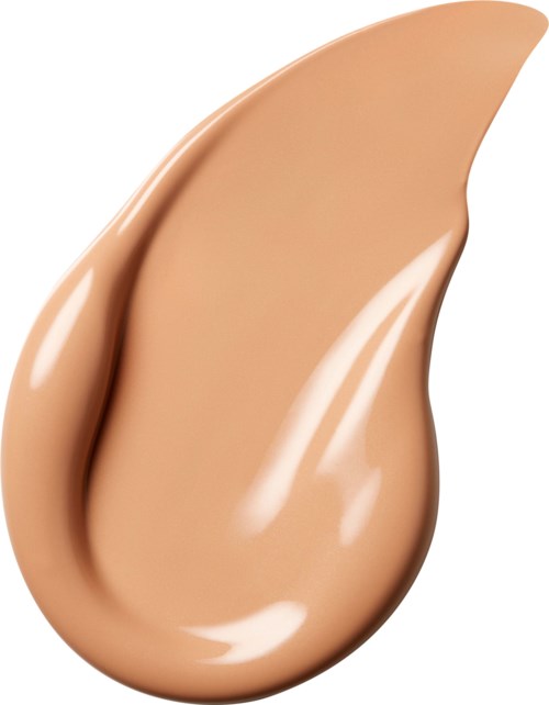En dråpeformet stripe av beige ansiktsgrunnlag med glansfull finish.