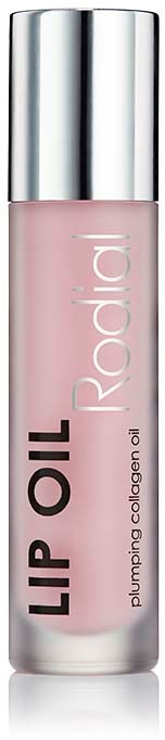 Pinkki huulilakka, joka sisältää hopeanvärisen kannen, ja siinä lukee "Lip Oil" ja "Radiali".